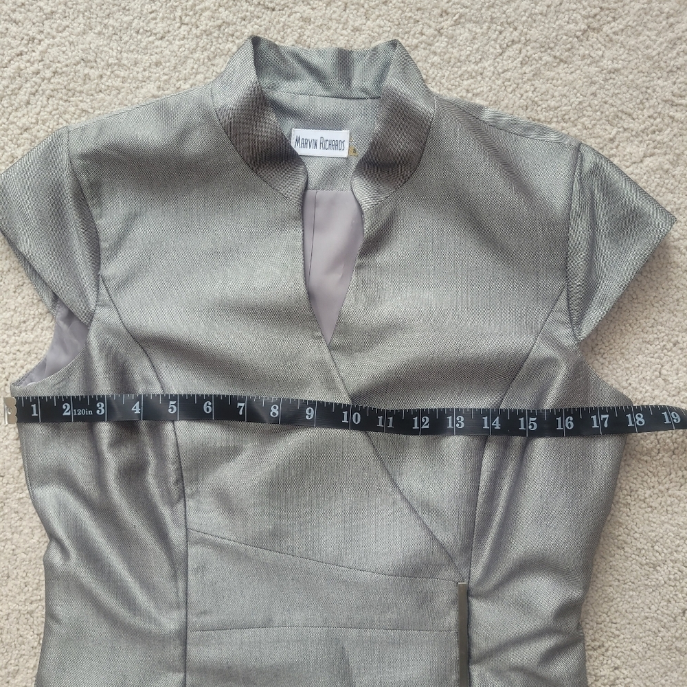 *NWT* Marvin Richards Sophisticated Wrap Style Metallic Gray Dress Size 8 - Picture 7 of 14